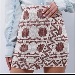 Free People Bohemian/Aztec Brown and Cream Skirt